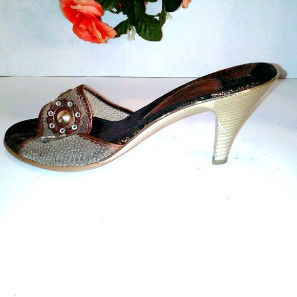 Dezario Italian Stacked Heel Mules Size 41 - Picture 10 of 13